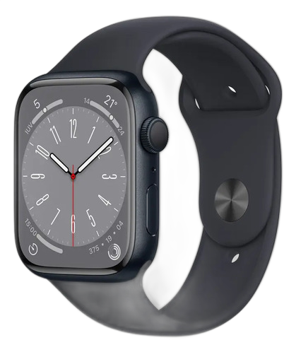 [PR10040APP0035] APPLE WATCH SERIES 8 GPS 45MM MIDNIGHT ALUMINIUM CASE M/L MIDNIGHT SPORT BAND MNUL3LL/A