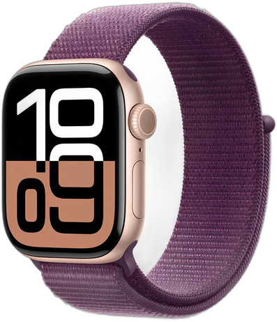 APPLE WATCH SERIES 10 (GPS) 42MM ROSE GOLD WITH PLUM SPORT LOOP