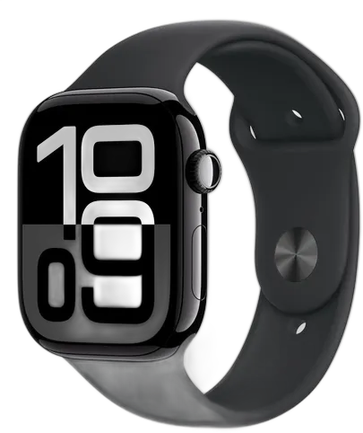 APPLE WATCH SERIE 10 46MM CASE JET BLACK ALUMINIUM CASE WITH BLACK SPORT BAND M/L MWWQ3LW/A