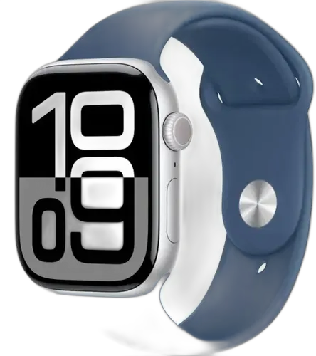 [PR10040APP0060] APPLE WATCH SERIE 10 42MM CASE SILVER AL DEMIM SPORT BAND S/M GPS MWWA3LW/A