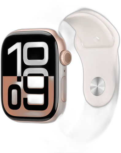 APPLE WATCH SERIES 10 (GPS) 46MM ALUMINUM CASE WITH LIGHT BLUSH SPORT BAND - M/L MWWU3LW/A