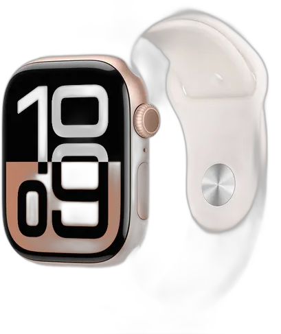 APPLE WATCH SERIES 10 GPS 46MM ROSE GOLD ALUMINUM CASE WITH LIGHT BLUSH SPORT BAND - S/M MWWT3LW/A