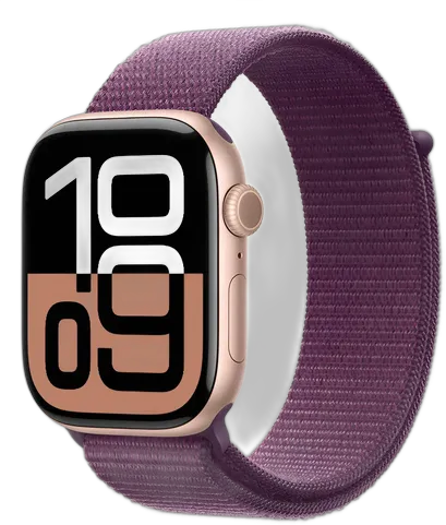 APPLE WATCH SERIES 10 (GPS) 46MM ALUMINUM CASE WITH PLUM SPORT LOOP - ROSE GOLD MODELO MWWV3LW/A