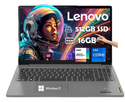 LENOVO IDEAPAD 3I INTEL CORE I7 1255U 15.6" 16GB 512GB W11 ARCTIC GREY MODELO LEN-82RK017QUS